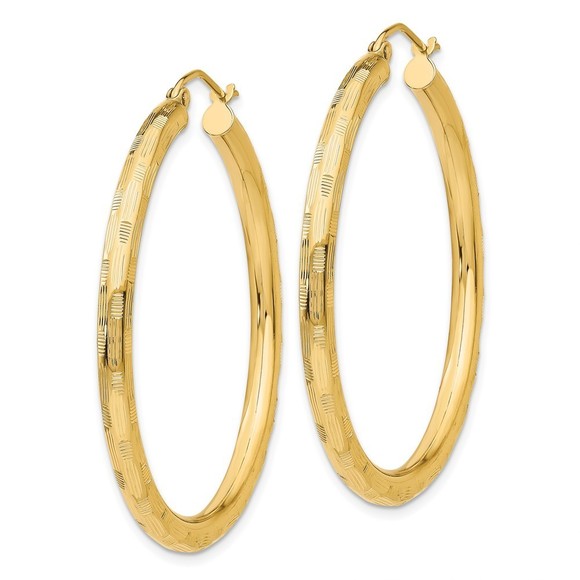 14k Diamond-cut Hoop Earrings - Picture 4 of 4